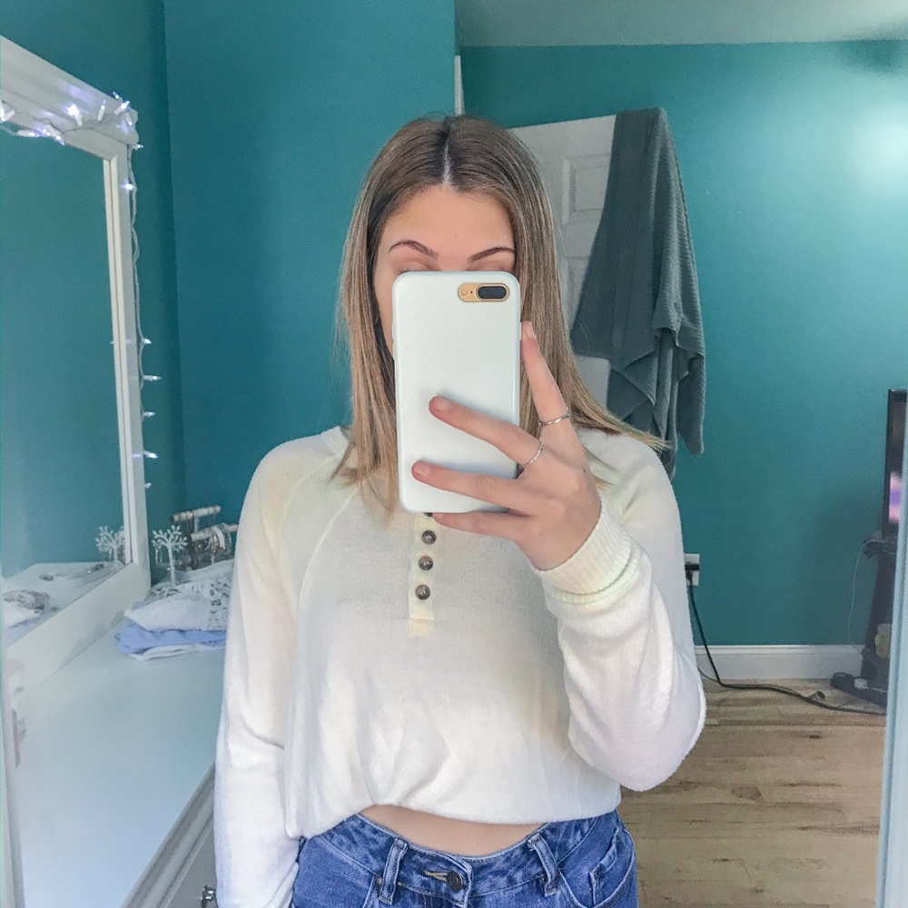 Waffle Knit Henley Top